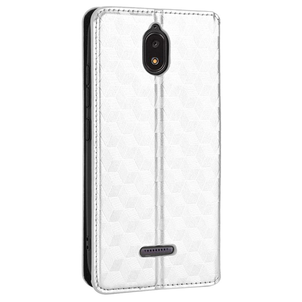 For Hot Pepper Serrano 3 PU Leather Stand Wallet Case Rhombus Imprint Magnetic Auto Closing Phone Drop-proof Cover