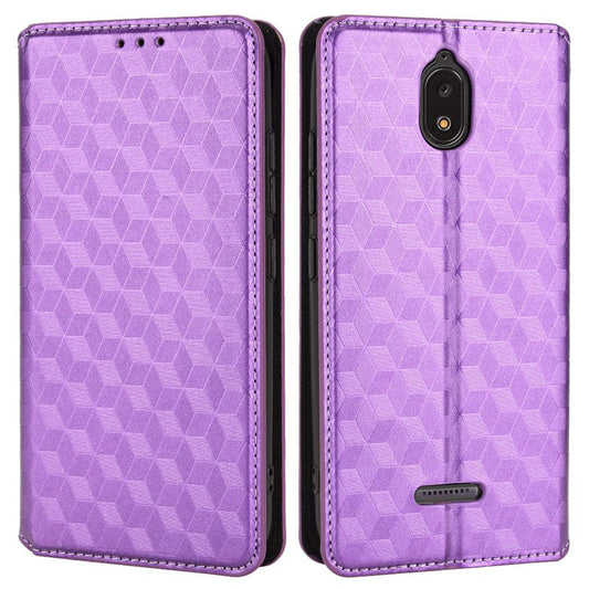 For Hot Pepper Serrano 3 PU Leather Stand Wallet Case Rhombus Imprint Magnetic Auto Closing Phone Drop-proof Cover