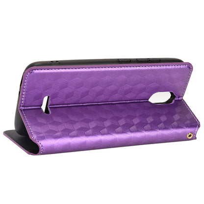 For Hot Pepper Serrano 3 PU Leather Stand Wallet Case Rhombus Imprint Magnetic Auto Closing Phone Drop-proof Cover