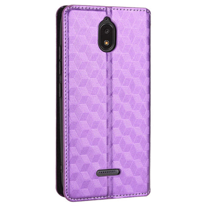 For Hot Pepper Serrano 3 PU Leather Stand Wallet Case Rhombus Imprint Magnetic Auto Closing Phone Drop-proof Cover