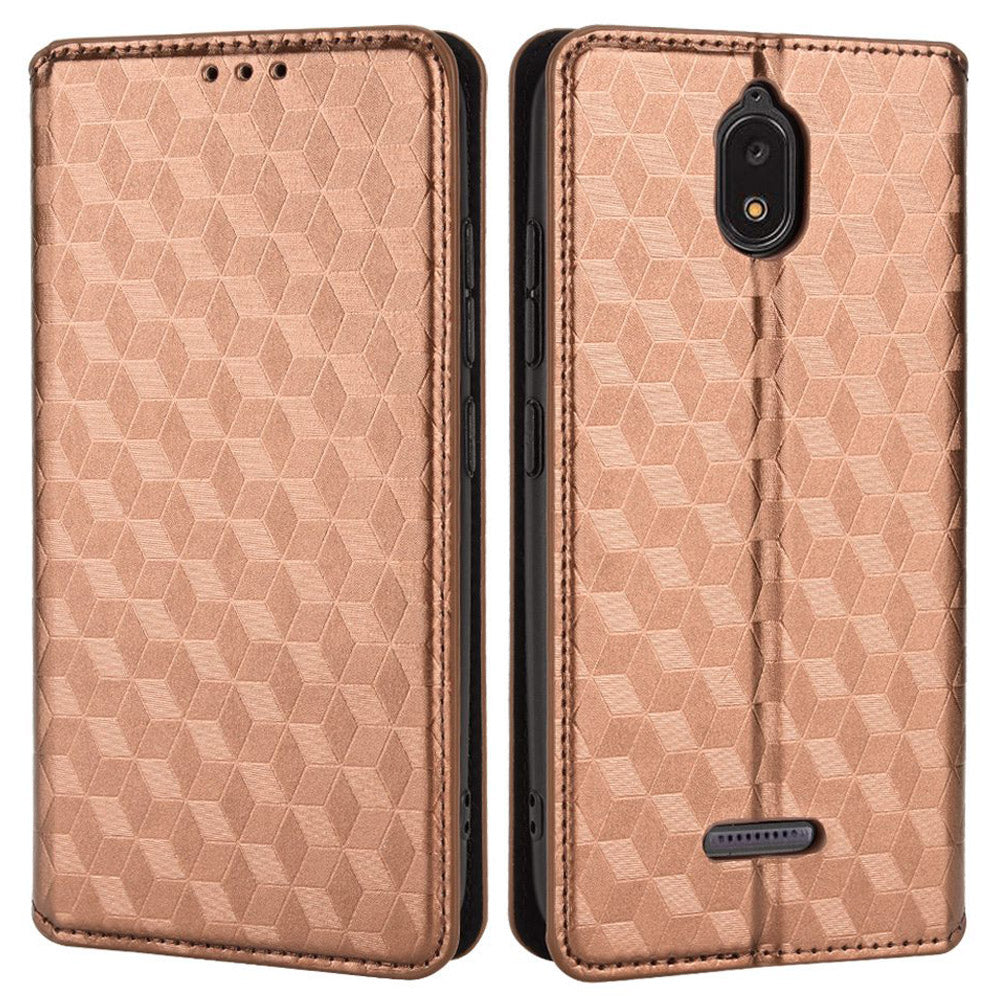 For Hot Pepper Serrano 3 PU Leather Stand Wallet Case Rhombus Imprint Magnetic Auto Closing Phone Drop-proof Cover