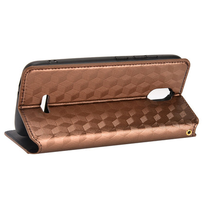 For Hot Pepper Serrano 3 PU Leather Stand Wallet Case Rhombus Imprint Magnetic Auto Closing Phone Drop-proof Cover