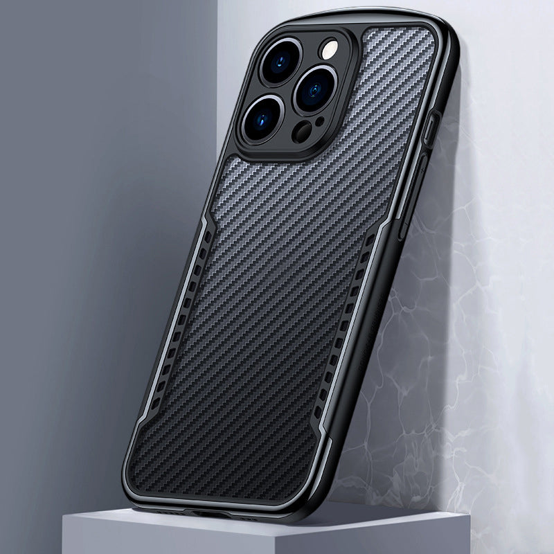 XUNDD Carbon Fiber Texture Phone Case for iPhone 13 Pro 6.1 inch, Reinforced Four Corner Scratch-resistant Matte Shell with Integrated Camera Cover