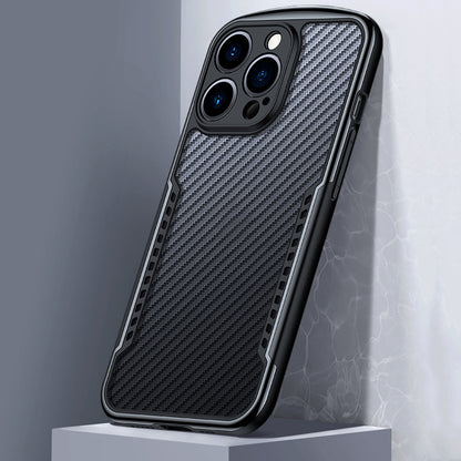 XUNDD Carbon Fiber Texture Phone Case for iPhone 13 Pro 6.1 inch, Reinforced Four Corner Scratch-resistant Matte Shell with Integrated Camera Cover