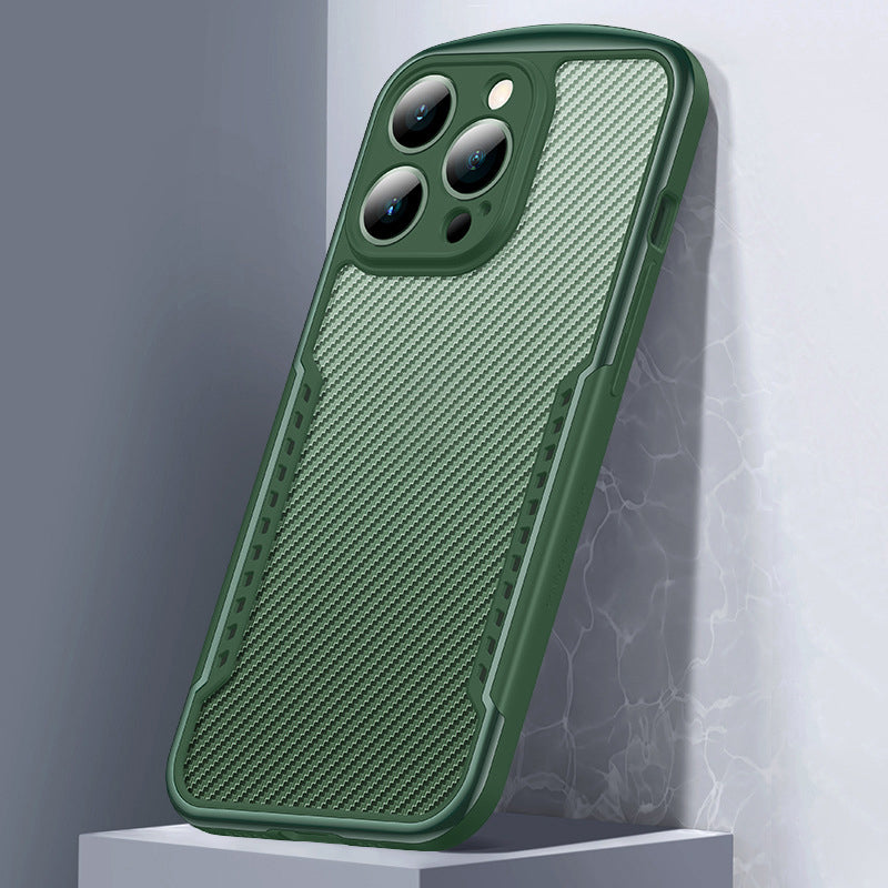 XUNDD Carbon Fiber Texture Phone Case for iPhone 13 Pro 6.1 inch, Reinforced Four Corner Scratch-resistant Matte Shell with Integrated Camera Cover
