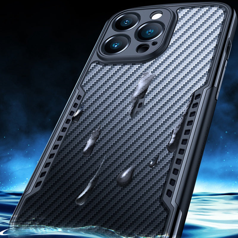 XUNDD Carbon Fiber Texture Phone Case for iPhone 13 Pro 6.1 inch, Reinforced Four Corner Scratch-resistant Matte Shell with Integrated Camera Cover