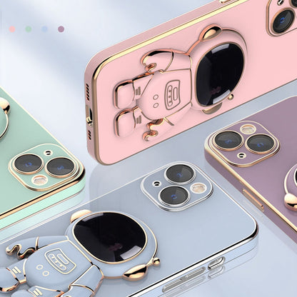 Astronaut Kickstand Phone Case for iPhone 13 mini 5.4 inch, Anti-scratch Electroplating TPU Back Cover