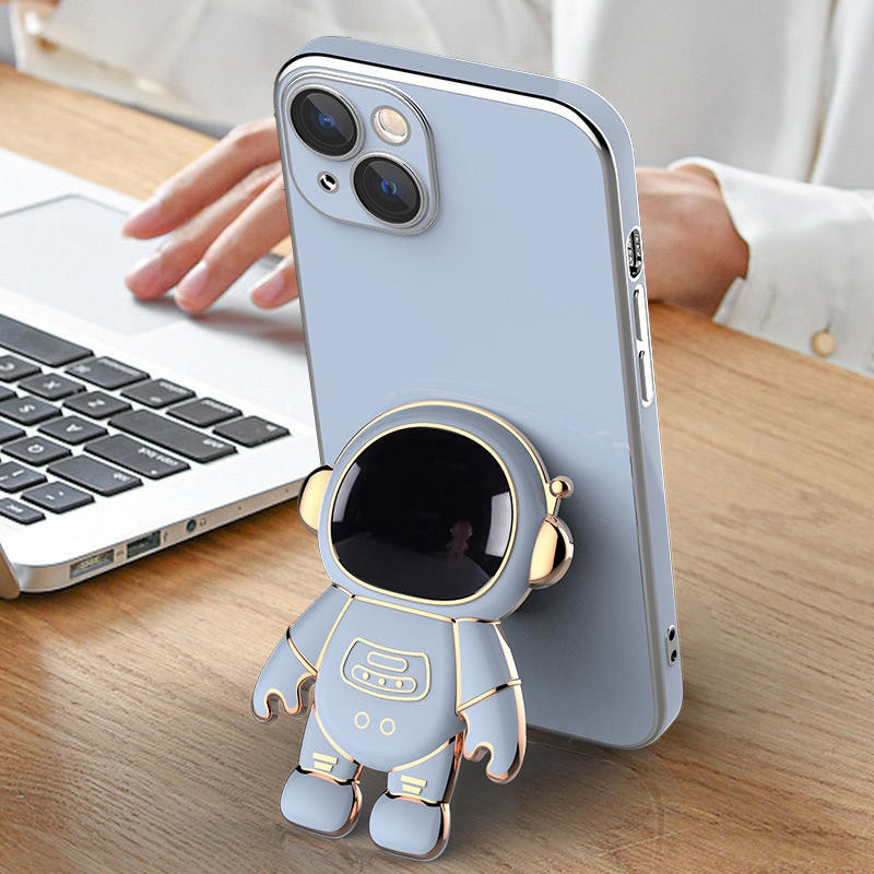 Astronaut Kickstand Phone Case for iPhone 13 mini 5.4 inch, Anti-scratch Electroplating TPU Back Cover