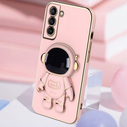 For Samsung Galaxy S22 5G Electroplating Astronaut Kickstand TPU Case Anti-drop Phone Shell