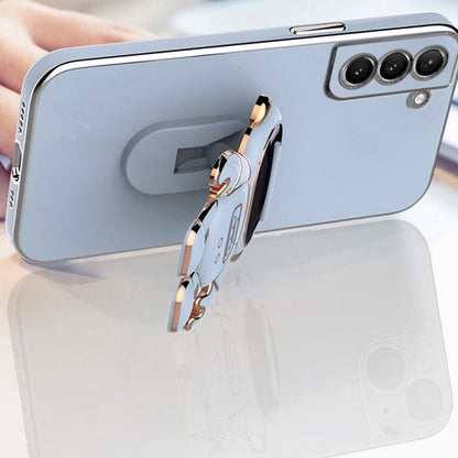 For Samsung Galaxy S22 5G Electroplating Astronaut Kickstand TPU Case Anti-drop Phone Shell