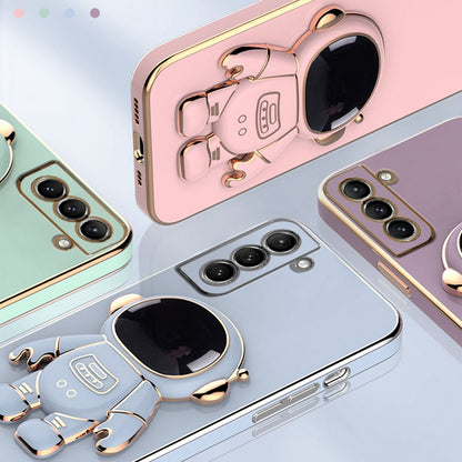 For Samsung Galaxy S22 5G Electroplating Astronaut Kickstand TPU Case Anti-drop Phone Shell