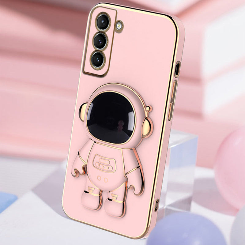 For Samsung Galaxy S22 5G Electroplating Astronaut Kickstand TPU Case Anti-drop Phone Shell