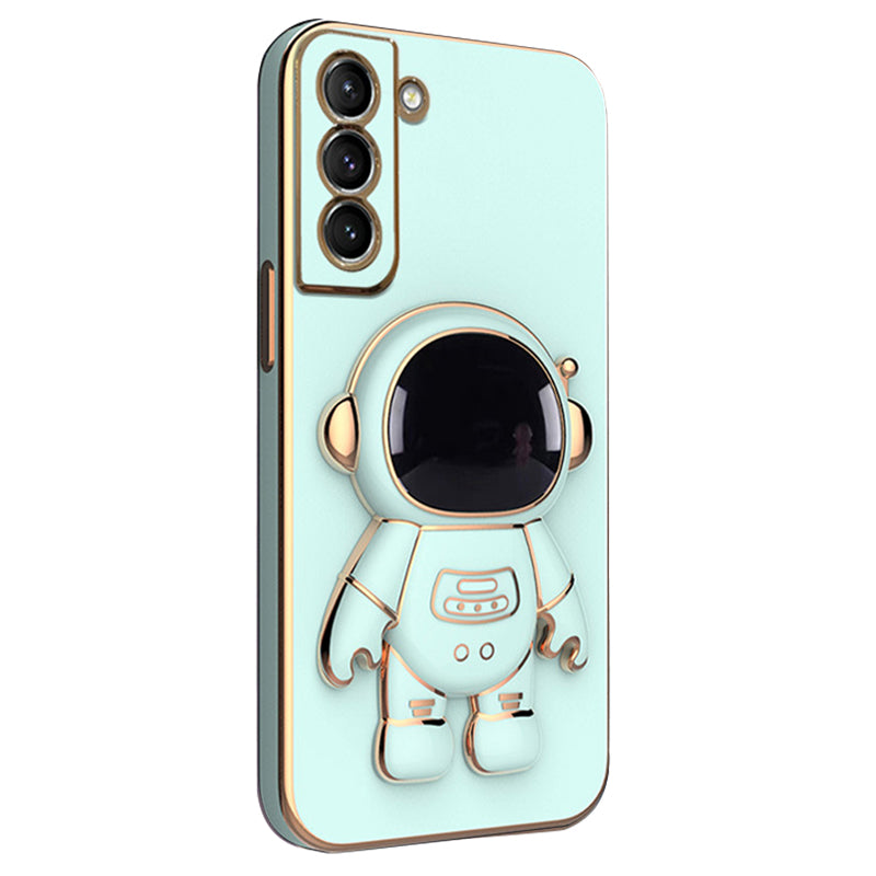 For Samsung Galaxy S22 5G Electroplating Astronaut Kickstand TPU Case Anti-drop Phone Shell