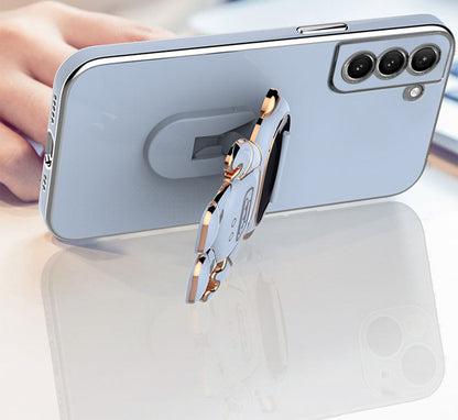 For Samsung Galaxy S22 5G Electroplating Astronaut Kickstand TPU Case Anti-drop Phone Shell