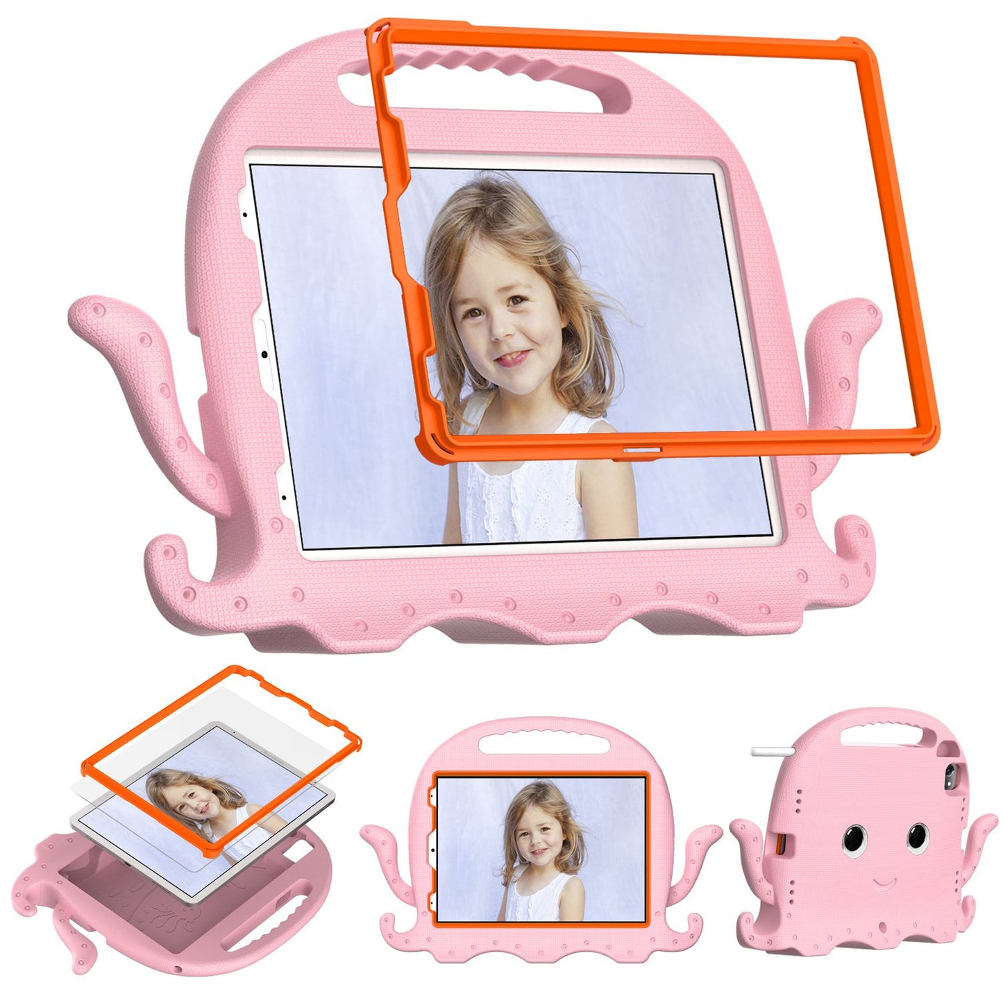 For iPad Pro 11-inch (2018)/(2020)/(2021) EVA Protective Case Cute Cartoon Octopus Anti-Scratch Cover Shockproof Portable Tablet Case with Shoulder Strap