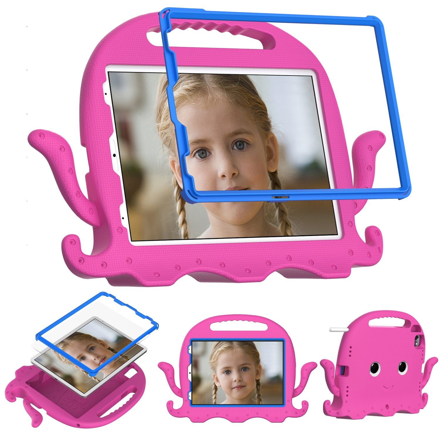 For iPad Pro 11-inch (2018)/(2020)/(2021) EVA Protective Case Cute Cartoon Octopus Anti-Scratch Cover Shockproof Portable Tablet Case with Shoulder Strap