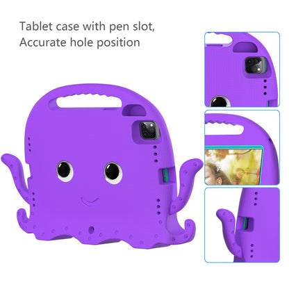 For iPad Pro 11-inch (2018)/(2020)/(2021) EVA Protective Case Cute Cartoon Octopus Anti-Scratch Cover Shockproof Portable Tablet Case with Shoulder Strap