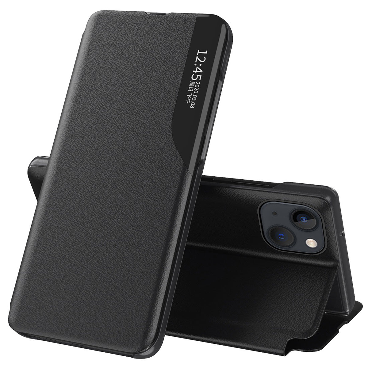 For iPhone 14 6.1 inch Clear View Window Leather Flip Phone Case Stand Magnetic Auto Closing Anri-scratch Protective Phone Cover