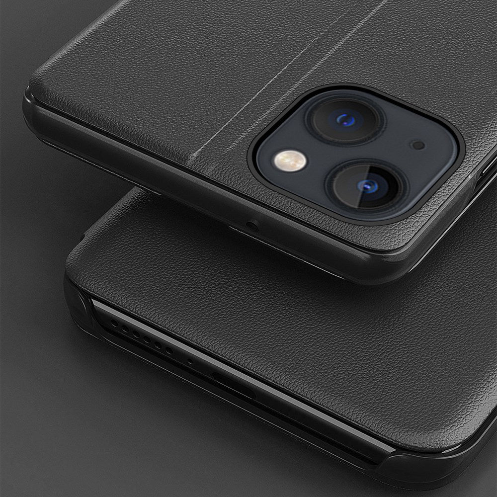 For iPhone 14 6.1 inch Clear View Window Leather Flip Phone Case Stand Magnetic Auto Closing Anri-scratch Protective Phone Cover
