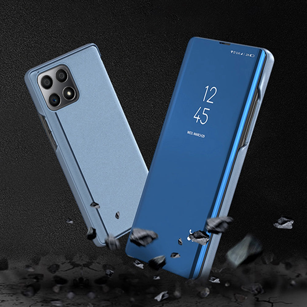 For Honor X8/X30i Drop Resistant Foldable Stand Design PU Leather Case View Window Electroplate Mirror Phone Shell
