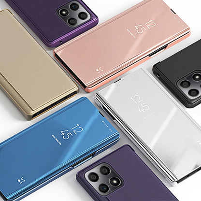 For Honor X8/X30i Drop Resistant Foldable Stand Design PU Leather Case View Window Electroplate Mirror Phone Shell