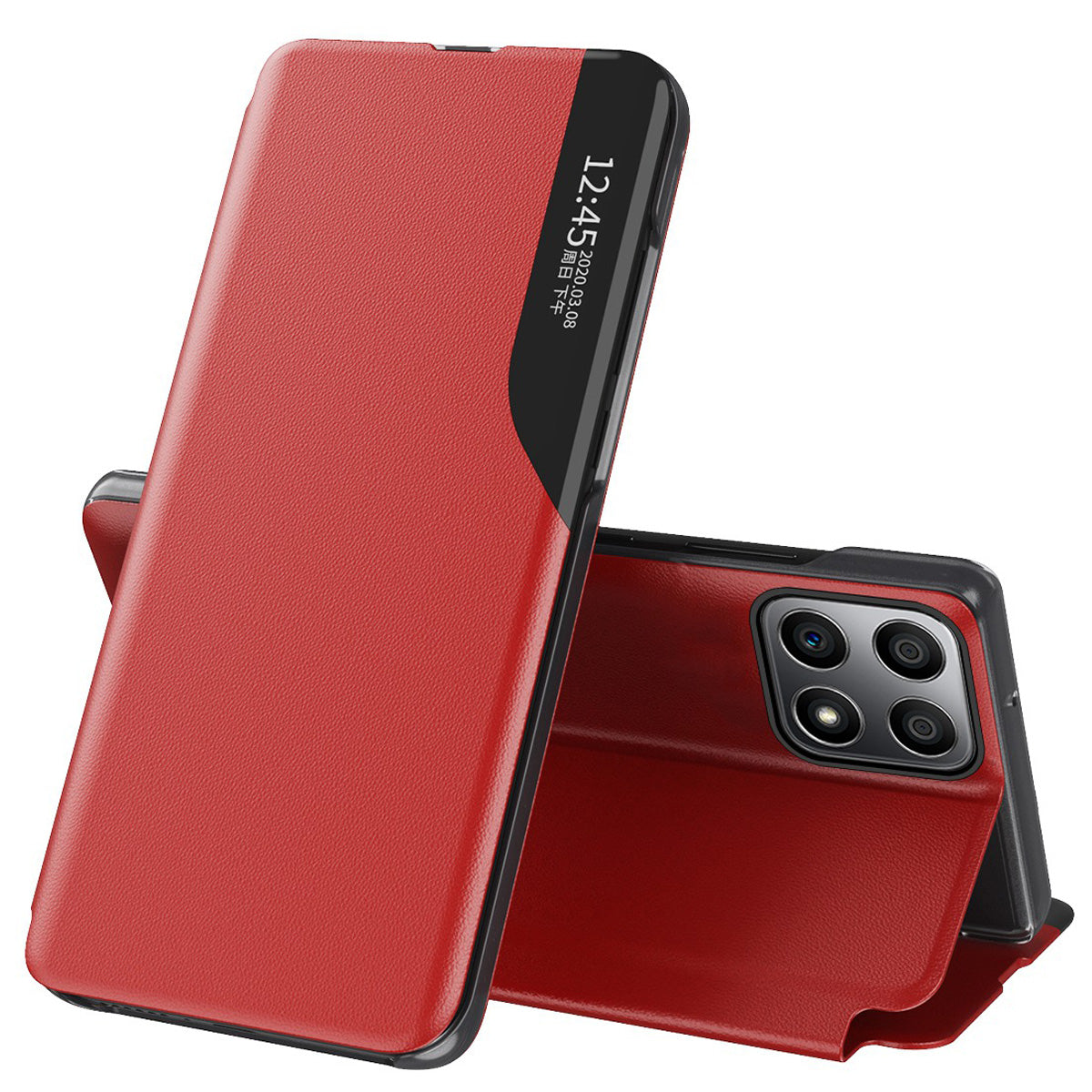 For Honor X8/X30i Magnetic Auto Closing Phone Case Clear View Window Stand Feature Bump Proof Leather Protective Shell