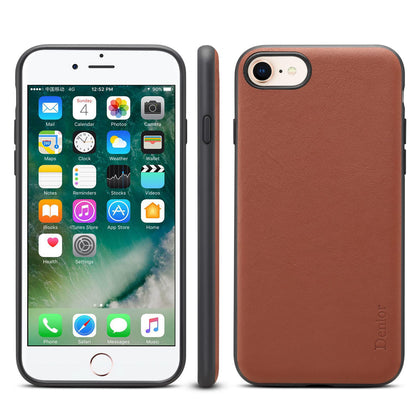 For iPhone SE (2022)/(2020)/iPhone 8/7 4.7 inch Genuine Leather Coated TPU Case Anti-scratch Protective Phone Cover