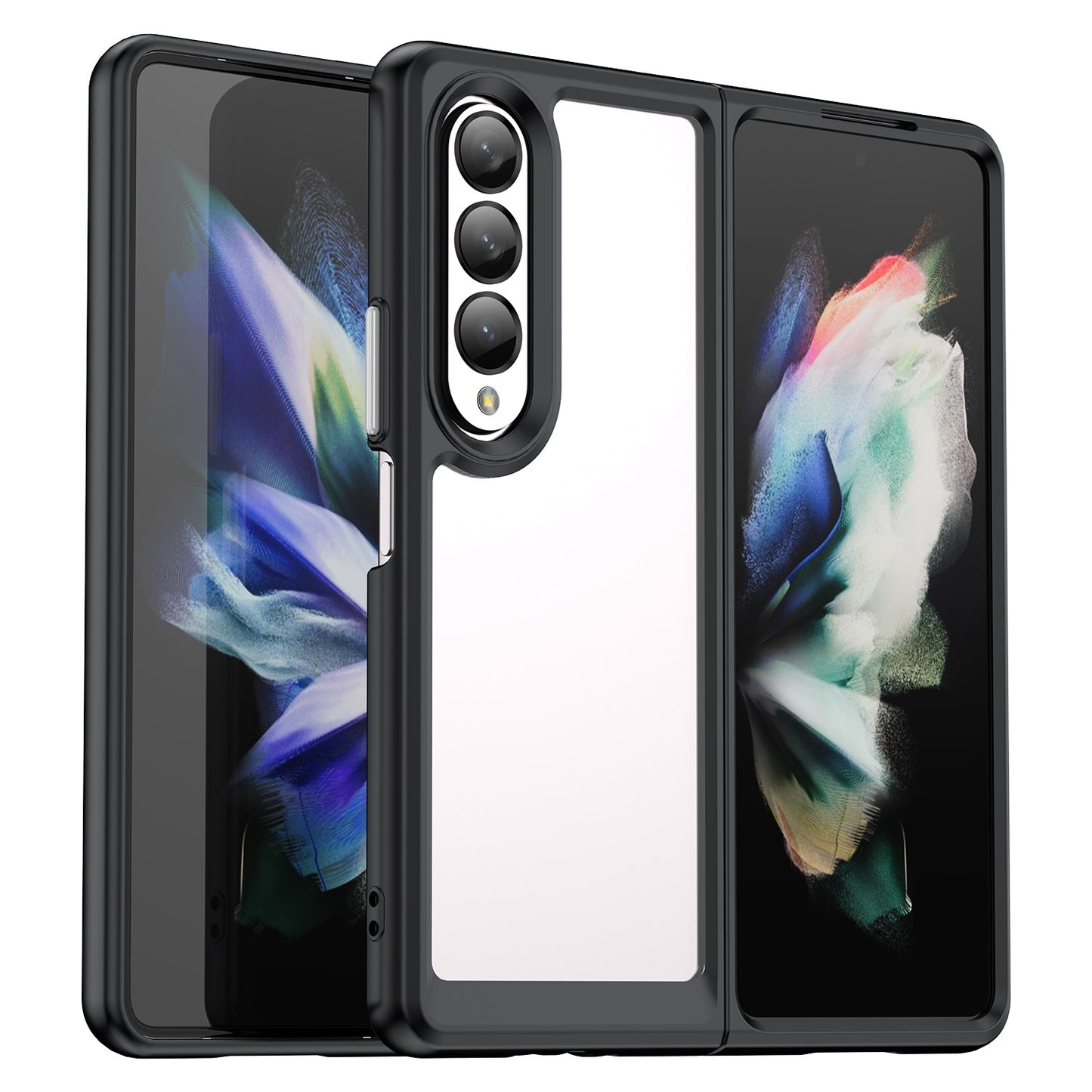 Clear Phone Case for Samsung Galaxy Z Fold4 5G, TPU Frame Acrylic Back Cover Brushed Anti-fingerprint Protector with Independent Buttons
