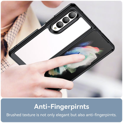 Clear Phone Case for Samsung Galaxy Z Fold4 5G, TPU Frame Acrylic Back Cover Brushed Anti-fingerprint Protector with Independent Buttons