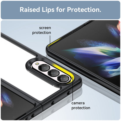 Clear Phone Case for Samsung Galaxy Z Fold4 5G, TPU Frame Acrylic Back Cover Brushed Anti-fingerprint Protector with Independent Buttons