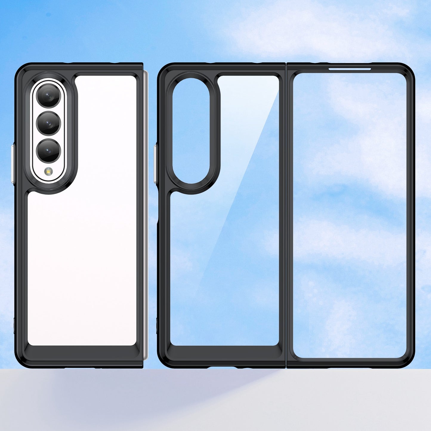 Clear Phone Case for Samsung Galaxy Z Fold4 5G, TPU Frame Acrylic Back Cover Brushed Anti-fingerprint Protector with Independent Buttons
