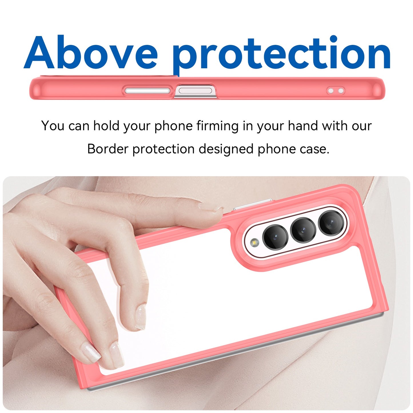 Clear Phone Case for Samsung Galaxy Z Fold4 5G, TPU Frame Acrylic Back Cover Brushed Anti-fingerprint Protector with Independent Buttons