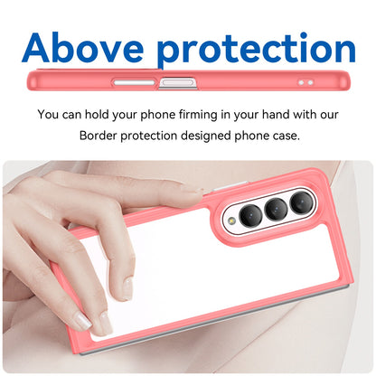 Clear Phone Case for Samsung Galaxy Z Fold4 5G, TPU Frame Acrylic Back Cover Brushed Anti-fingerprint Protector with Independent Buttons