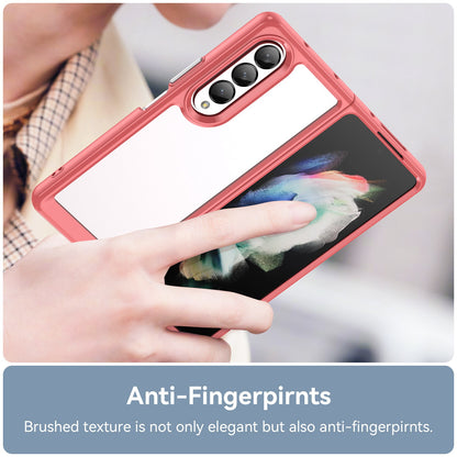 Clear Phone Case for Samsung Galaxy Z Fold4 5G, TPU Frame Acrylic Back Cover Brushed Anti-fingerprint Protector with Independent Buttons