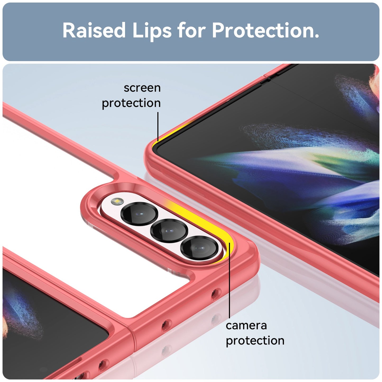 Clear Phone Case for Samsung Galaxy Z Fold4 5G, TPU Frame Acrylic Back Cover Brushed Anti-fingerprint Protector with Independent Buttons