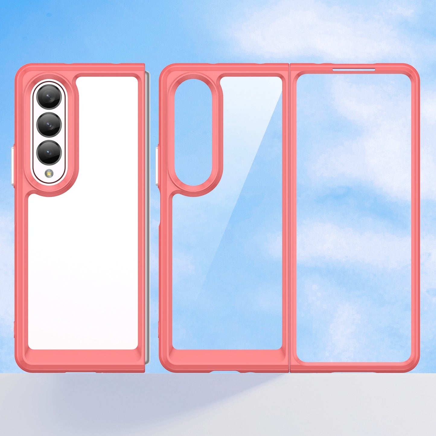 Clear Phone Case for Samsung Galaxy Z Fold4 5G, TPU Frame Acrylic Back Cover Brushed Anti-fingerprint Protector with Independent Buttons