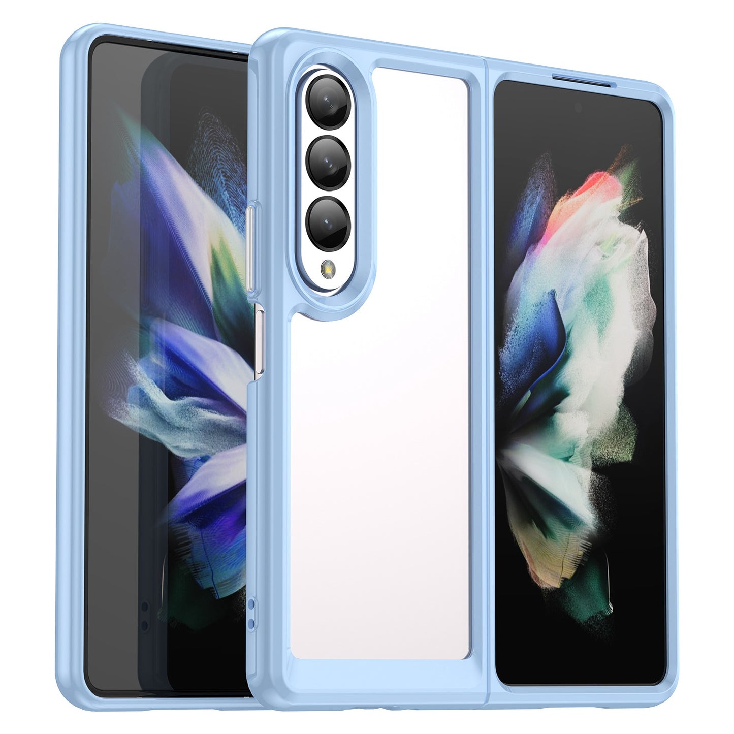 Clear Phone Case for Samsung Galaxy Z Fold4 5G, TPU Frame Acrylic Back Cover Brushed Anti-fingerprint Protector with Independent Buttons