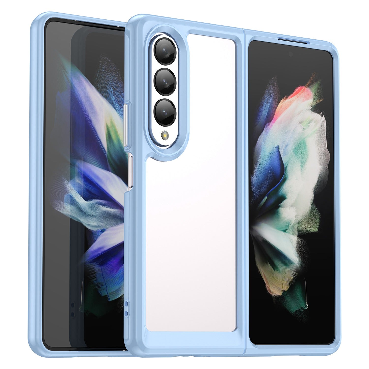 Clear Phone Case for Samsung Galaxy Z Fold4 5G, TPU Frame Acrylic Back Cover Brushed Anti-fingerprint Protector with Independent Buttons
