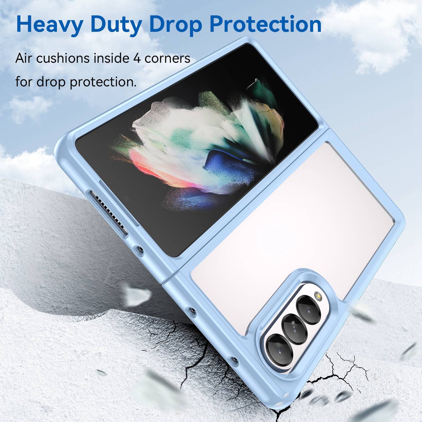 Clear Phone Case for Samsung Galaxy Z Fold4 5G, TPU Frame Acrylic Back Cover Brushed Anti-fingerprint Protector with Independent Buttons