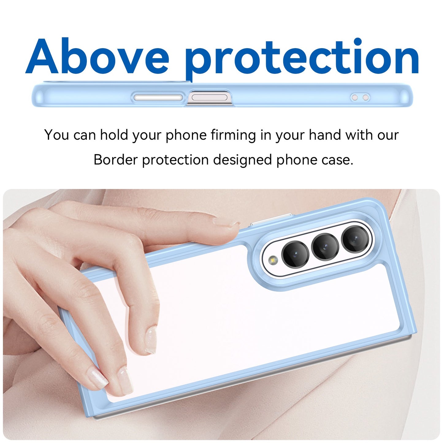 Clear Phone Case for Samsung Galaxy Z Fold4 5G, TPU Frame Acrylic Back Cover Brushed Anti-fingerprint Protector with Independent Buttons