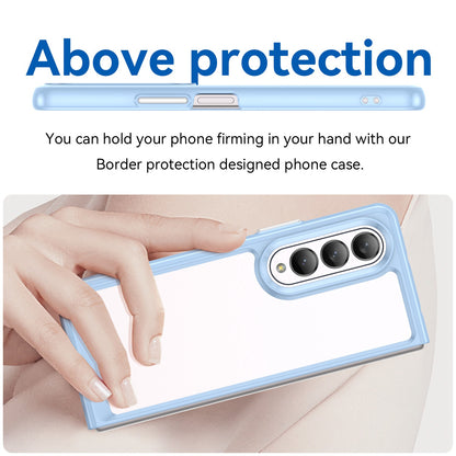 Clear Phone Case for Samsung Galaxy Z Fold4 5G, TPU Frame Acrylic Back Cover Brushed Anti-fingerprint Protector with Independent Buttons