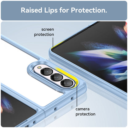 Clear Phone Case for Samsung Galaxy Z Fold4 5G, TPU Frame Acrylic Back Cover Brushed Anti-fingerprint Protector with Independent Buttons
