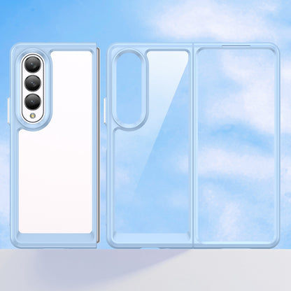 Clear Phone Case for Samsung Galaxy Z Fold4 5G, TPU Frame Acrylic Back Cover Brushed Anti-fingerprint Protector with Independent Buttons