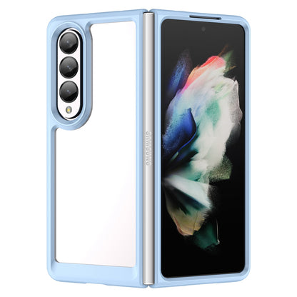 Clear Phone Case for Samsung Galaxy Z Fold4 5G, TPU Frame Acrylic Back Cover Brushed Anti-fingerprint Protector with Independent Buttons