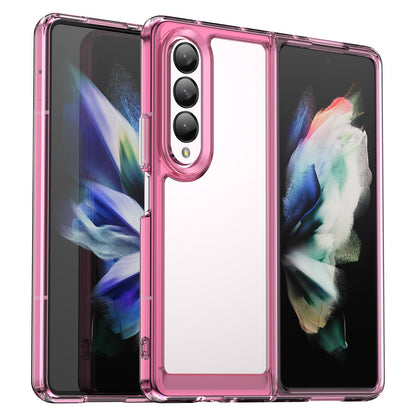 Clear Phone Case for Samsung Galaxy Z Fold4 5G, TPU Frame Acrylic Back Cover Brushed Anti-fingerprint Protector with Independent Buttons