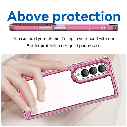 Clear Phone Case for Samsung Galaxy Z Fold4 5G, TPU Frame Acrylic Back Cover Brushed Anti-fingerprint Protector with Independent Buttons