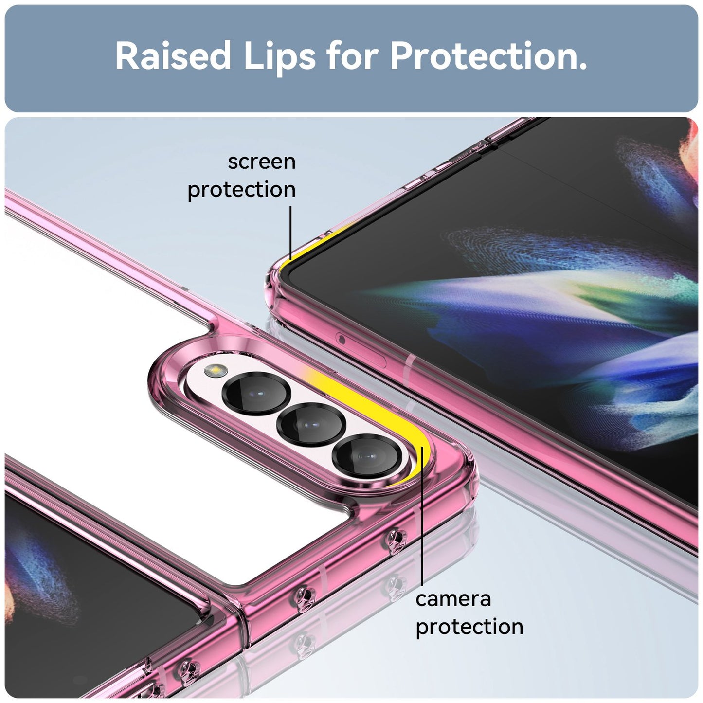 Clear Phone Case for Samsung Galaxy Z Fold4 5G, TPU Frame Acrylic Back Cover Brushed Anti-fingerprint Protector with Independent Buttons