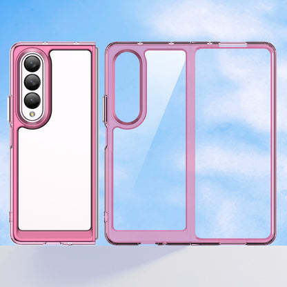 Clear Phone Case for Samsung Galaxy Z Fold4 5G, TPU Frame Acrylic Back Cover Brushed Anti-fingerprint Protector with Independent Buttons