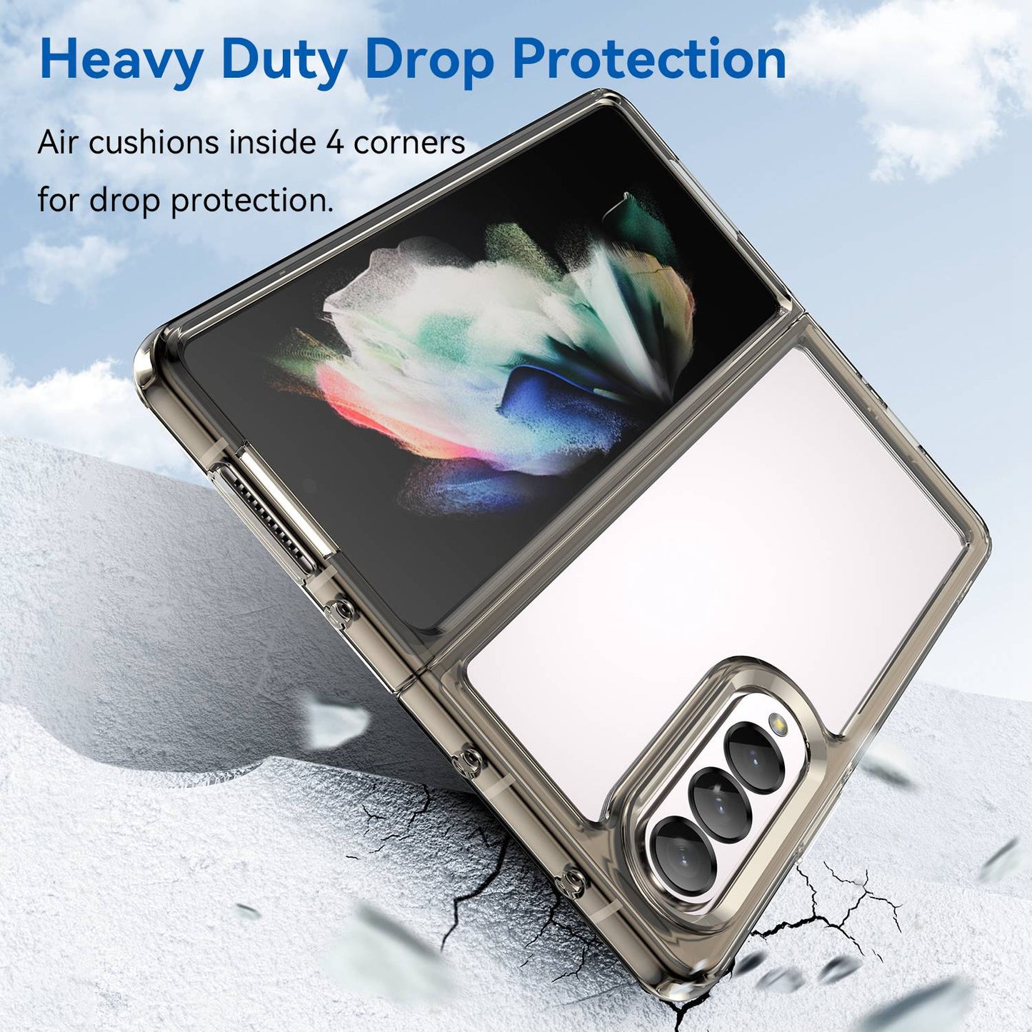 Clear Phone Case for Samsung Galaxy Z Fold4 5G, TPU Frame Acrylic Back Cover Brushed Anti-fingerprint Protector with Independent Buttons