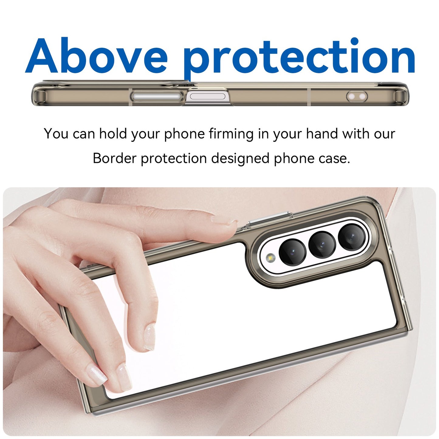 Clear Phone Case for Samsung Galaxy Z Fold4 5G, TPU Frame Acrylic Back Cover Brushed Anti-fingerprint Protector with Independent Buttons